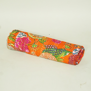 Indian Handmade Kantha <b>Quilt</b> Floral Printed Reversible Cotton Bed <b>Quilt</b> Vintage All Season for Home, Beach and Hotel - Product Image 3