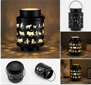 Modern Silver Metal LED <b>Round</b> Lantern Decorative <b>Table</b> Lantern Animal Cutout Design Indoor <b>Outdoor</b> Home Decoration Light Holder - Product Image 4