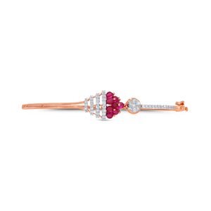 Elegant <b>Ruby</b> Cluster Diamond Gold Bangle <b>Bracelet</b> for Women - Product Image 1