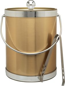 Handmade Metallic Deco Collection Double Walled Insulated Ice <b>Bucket</b> with Ice Tongs Premium USA Craftsmanship Barware - Product Image 2
