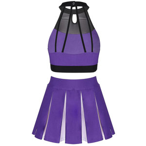 Adult Women's Dance One Piece Cheerleading Uniforms with Pleat <b>Skirts</b> and Costumes Spandex Material - Product Image 5