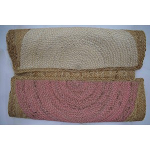 Tapis rectangulaire moderne abstrait en jute, tissage plat, réversible, rose, blanc, beige, pour la maison, décoration de couloir - Product Image 2