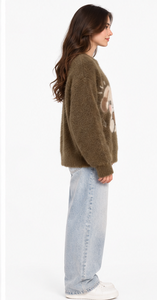 mens mohair <b>sweater</b> reversible oversized <b>crewneck</b> fuzzy striped pullover handknitted jacquard winter knitwear oem odm custom - Product Image 3