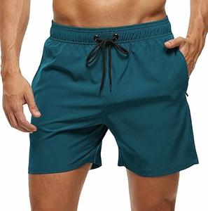 Shorts de bain et de sport pour hommes, 5 pouces, avec cordon de serrage, pour l'été et la plage, personnalisables avec logo, vente en gros - Product Image 3