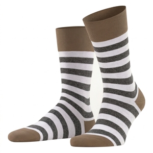 High Quality <b>Men's</b> Crew <b>Socks</b> Striped Brown <b>White</b> Gray Knitted Breathable Daily Wear Autumn Season - Product Image 2