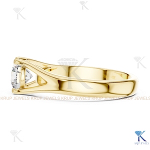 Anillo de compromiso solitario con diamante cultivado en laboratorio, corte redondo, E VVS2, certificado IGI, en oro macizo con engaste de corona, estilo filigrana vintage. - Product Image 3