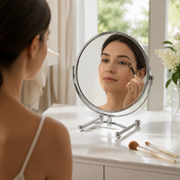Miroir de maquillage sur pied, miroir de table rond grossissant pour cosmétiques