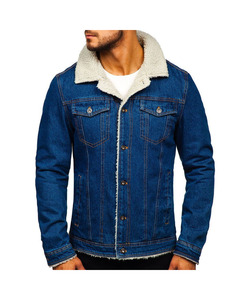 <b>Men's</b> 100% Cotton Sherpa <b>Jacket</b> <b>Shearling</b> Collar Thick Warm Winter Outerwear Casual Trucker Coat Wholesale Manufacturer Supplier - Product Image 2