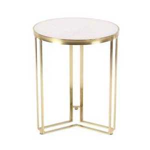 Elegante Mesa de Centro Portátil de Metal Negro y Superficie Blanca para Sala de Estar Moderna, Muebles de Dormitorio, Diseño Personalizable - Product Image 1