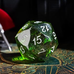 Multifaceted Green Black 1PC D20 DND <strong>Dice</strong> Cut Sharp Edges Glitter Inclusions <strong>20</strong> <strong>Sided</strong> <strong>Dice</strong> Handcrafted Role Playing Game 23mm - Product Image 5