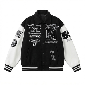 Chaqueta Varsity Unisex Acolchada con Letras Bordadas Personalizadas, Cortavientos con Capucha, Mezcla de Poliéster/Algodón para Invierno, Cierre de un Botón, Cuello Mao - Product Image 4