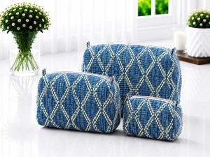 Floral Corduroy Toiletry Bags Set of 3 Zipper Closure Cosmetic Pouches Portable <b>Makeup</b> Storage <b>Cases</b> - Product Image 6