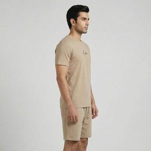 Wholesale Printed Plus Size 100% Cotton Fabric Summer Two Piece Men's <b>Sets</b> Short Sleeve Round Neck T-shirt Shorts Men's <b>Twin</b> <b>Set</b> - Product Image 2