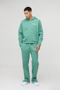 Sweat-shirt à capuche vert menthe pour homme avec logo personnalisé et pantalon de jogging assorti, ensemble de survêtement OEM ODM, vêtements en gros - Product Image 2