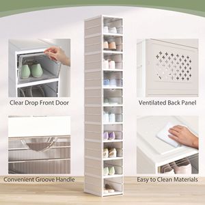 Confezione da 10 Scatole Portascarpe Pieghevoli Bianche Misura 10 con Sportello Trasparente, Nessun Montaggio Richiesto, Organizzatori per Scarpe in Plastica Impilabili e Pieghevoli - Product Image 5