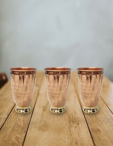 Yoga Ayurveda Copper Glass Tumbler Drinking Water Cup Premium Metal <b>Drinkware</b> Export for Wellness Brands - Product Image 1