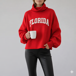 Women Oversize Mockneck Fleece Sweatshirt Breathable Anti-shrink Autumn Winter Relaxed Fit Long Sleeve Casual Fashion <b>Top</b> - Product Image 1