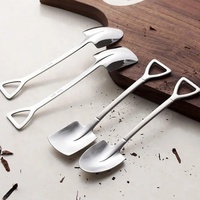 Cuillère à dessert créative en forme de pelle, en acier inoxydable 304, cuillère à café fantaisie style outil de jardinage, pour crème glacée et gâteau