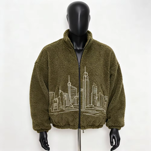 OEM Custom DTG Print Logo Sherpa Fleece <b>Jacket</b> Design Trendy Outdoor <b>Jacket</b> Coat Men's Heavyweight Polar Fleece <b>Zip</b> <b>up</b> <b>Jackets</b> - Product Image 3