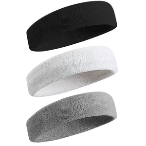 Terry Cloth Sports Sweatband Cotton <b>Headband</b> Wide Grip Absorbent Hair Band for Running Gym Yoga Tennis - Product Image 3