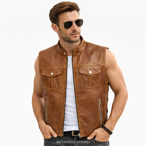 เสื้อกั๊กมอเตอร์ไซค์ปักลายหนักแน่น ผลิตจากโพลีเอสเตอร์/ผ้าฝ้าย ติดกระดุมเม็ดเดียวด้านหน้า ระบายอากาศได้ดี เหมาะสำหรับใส่ลำลองในฤดูร้อน - Product Image 3