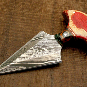 Couteau à pizza multi-usages en acier inoxydable Damas, manche en bois, lame pleine longueur, écologique, artisanat en acier - Product Image 1