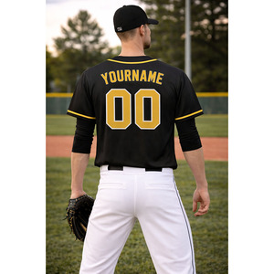 Uniformes de baseball personnalisés en maille respirante à séchage rapide, vêtements de sport imprimés par transfert thermique, rayures fines, logo personnalisé brodé pour hommes - Product Image 4