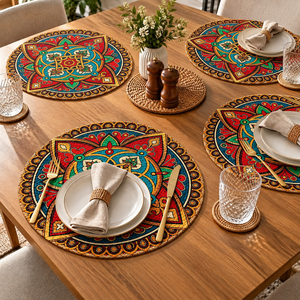 Round Bohemian Mandala Place <b>Mat</b> Handmade Washable Medium Thickness Home Decor - Product Image 4