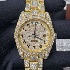 Reloj de Lujo para Hombre, Estilo Hip Hop, Personalizado, Mecánico Automático, de Acero Inoxidable, 16mm 12mm, con Diamantes Moissanite VVS, Chapado en Oro - Product Image 1
