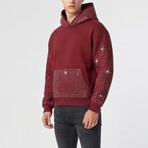 Fabricant de vêtements sur mesure – Blouson à capuche zippé en polaire pour homme avec cristaux scintillants – Collection 2026 - Product Image 2