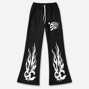 Jean évasé en denim ample tendance pour homme, style streetwear décontracté, avec imprimé graffiti, respirant, séchage rapide, 100 % polyester - Product Image 3