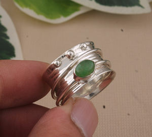 Sterling Silver Women's Green Burmese <b>Jade</b> Gemstone Ring Party Gift Fine <b>Jewelry</b> - Product Image 3