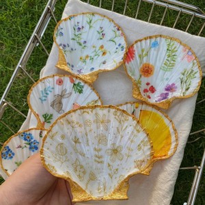 ถาดใส่เครื่องประดับเปลือกหอยทำมือ จานเปลือกหอยสแกลลอป จานเปลือกหอยธรรมชาติ ของตกแต่งบ้านสไตล์ชายฝั่ง - Product Image 4