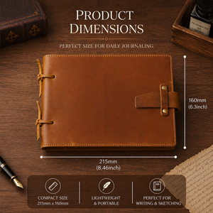 NEW ERA Retro Handcrafted Genuine Leather Hardcover 2-Hole Loose Leaf Notebook Journal Sketchbook Handdrawn Sketch <b>Pad</b> - Product Image 2