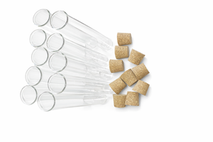 Tubo de ensayo de vidrio borosilicato de fondo plano 25/150 mm, capacidad de 50 ml con tapón de madera - Product Image 3