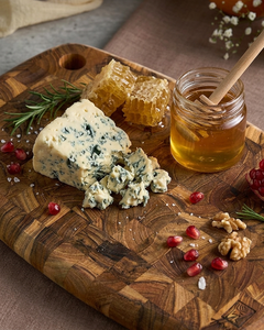 HaLe Oval Acacia Non-Toxic Cheese Board with <b>Sliced</b> Salami Cheese Tomatoes and Bread for Serving - Product Image 1