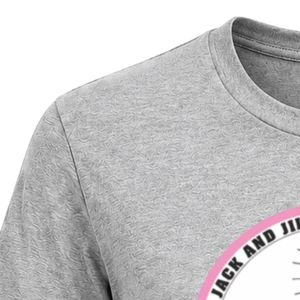 Gray Jack & Jill Crest Patch Embroidered Crew Neck <b>T</b> <b>Shirt</b> Short Sleeve with Circular Chest Design Lightweight Custom Sportswear - Product Image 4