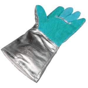 Industrial Work Aluminum Foil Heat <b>Fire</b> Resistant Welding Gloves Leather Safety Gloves with Hand Protection - Product Image 3
