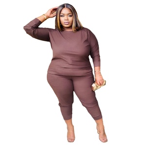 เสื้อสเวตเตอร์ผู้หญิง,เสื้อคอกลมสีพื้นพร้อมกางเกงวิ่งเสื้อผ้าสำหรับฤดูใบไม้ร่วง - Product Image 2