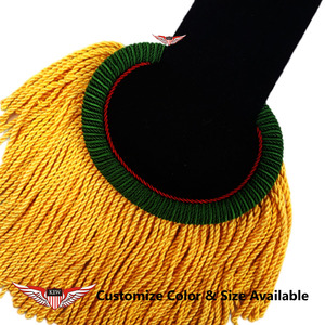 Épaulette tressée jaune avec bordure verte, accessoire d'uniforme détachable pour les parades et les cérémonies - Product Image 2