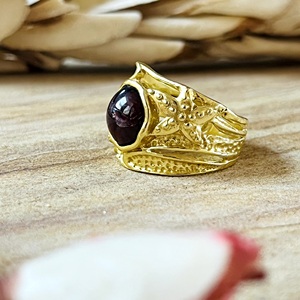 Market Favorite Boho Floral <b>Garnet</b> <b>Ring</b> Tribal Brass <b>Rings</b> Women 18k Gold Plated Floral Vintage <b>Ring</b> Jewelry Wholesale/OEM/ODM - Product Image 3