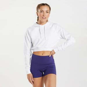 เสื้อฮู้ดดี้แขนยาวทรงหลวมแบบครอปท็อปสีพื้นหลากสีสไตล์สตรีทใหม่สำหรับผู้หญิง - Product Image 6