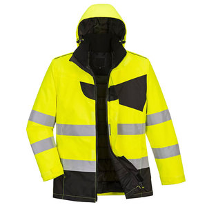 Veste de sécurité réfléchissante fluorescente jaune et noire à manches longues haute visibilité pour travaux de construction sur mesure - Product Image 5