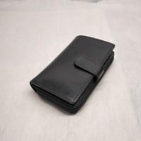 Dompet Wanita Panjang Kulit Asli Halus Full Grain, Tempat Koin, Tempat Kartu, Anti RFID, Dompet Mewah dengan Ritsleting dan Kancing Penutup