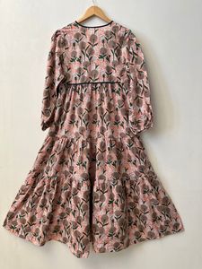 Femmes filles pur coton Maxi robe indien bloc imprimé décontracté été soirée à la mode nouvelle vente en gros longue robe mi-longue - Product Image 5