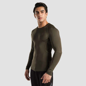Camiseta Deportiva de Compresión con Mangas Raglán Completas para Hombre, Ajustada al Cuerpo, para Gimnasio, Entrenamiento, Running, Absorbe el Sudor, para Fitness - Product Image 1