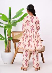 Conjunto de Salwar Kameez Moderno para Niñas, Estampado Floral, Algodón Elástico hasta el Suelo, Secado Rápido, Protección Solar - Product Image 2