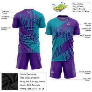 Ensemble de maillots de football personnalisés pour hommes, en polyester mesh respirant et à séchage rapide, avec logo par sublimation - Product Image 3