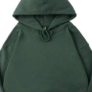 Sweat-shirt à capuche en molleton vert foncé surdimensionné pour homme avec poche kangourou et cordon de serrage - Product Image 6