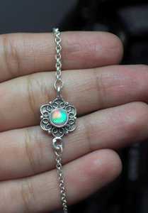 Flower <b>Bracelet</b> <b>Sterling</b> <b>Silver</b> Fire Opal Jewelry Handmade Delicate Daily Wear Natural Gemstone <b>Bracelet</b> - Product Image 2
